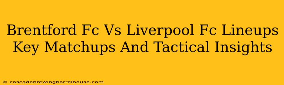 Brentford Fc Vs Liverpool Fc Lineups Key Matchups And Tactical Insights