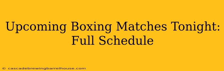 Upcoming Boxing Matches Tonight: Full Schedule